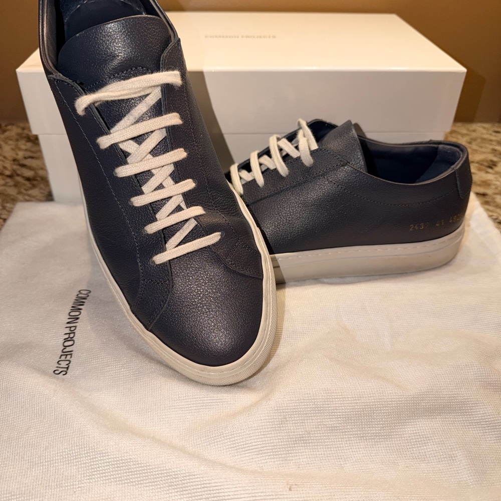 Common Projects Dark Blue Leather Sneakers